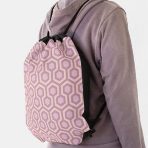 Room237 backpack drawstring pink pastel sparkle pattern lifestyle