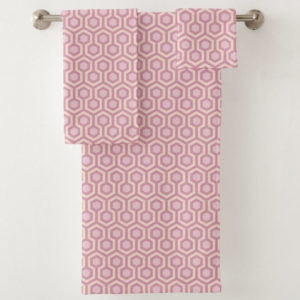 Room237 bathroom towel set pink pastel sparkle pattern