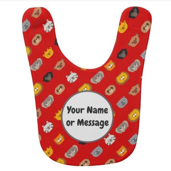 baby bib animal friends party cute customizable red
