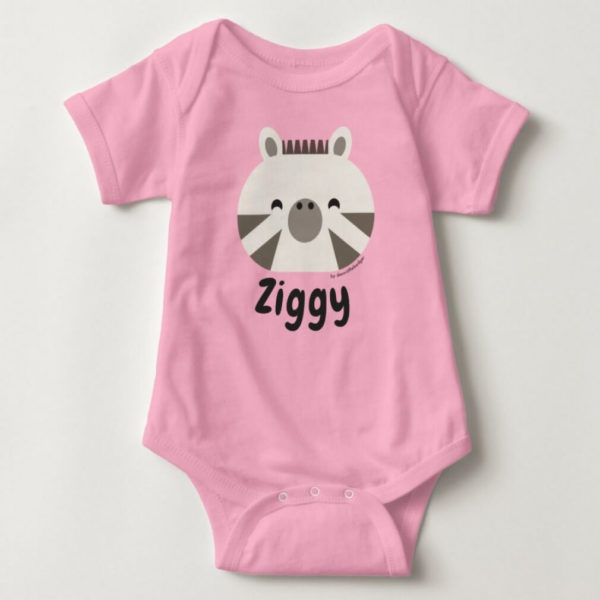 baby bodysuit zebra cute animal friends pink