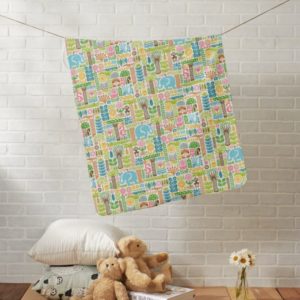 day in the jungle baby blanket fleece colorful animals pattern lifestyle