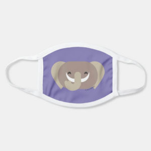 face mask elephant cute animal friends purple - white strap