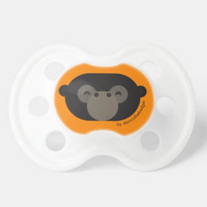 pacifier baby dummy gorilla cute animal friends orange